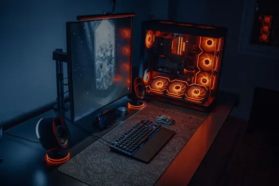 A high-refresh gaming PC and monitor setup with RGB lighting, the kind of rig where a 144Hz monitor can get stuck at 60Hz