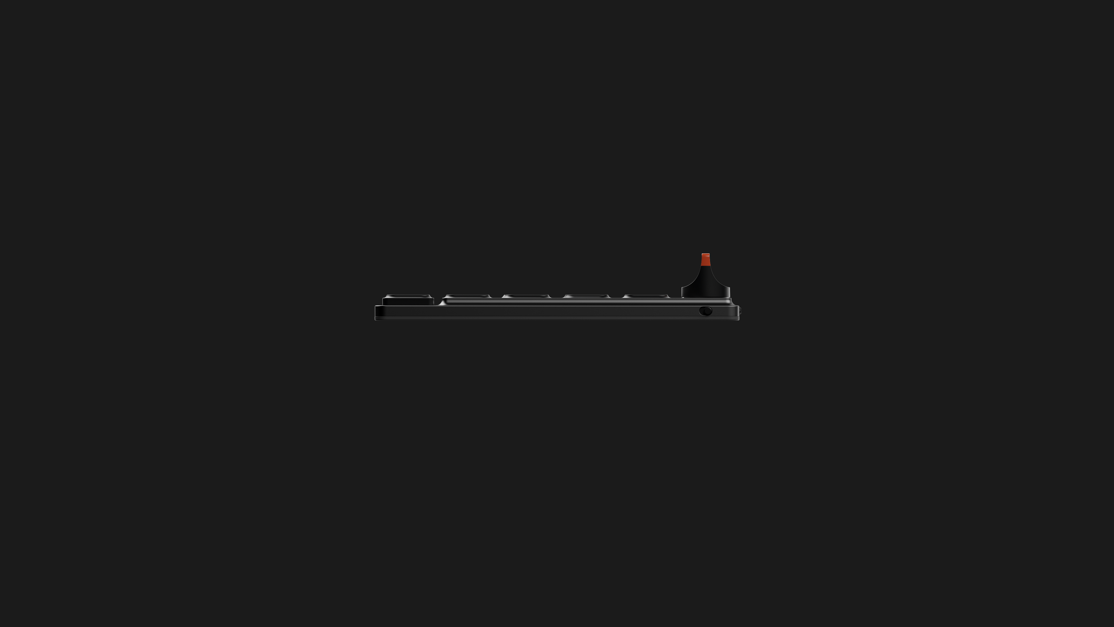 Official side profile render showing the extremely low Altar II keyboard chassis and raised M-Dial