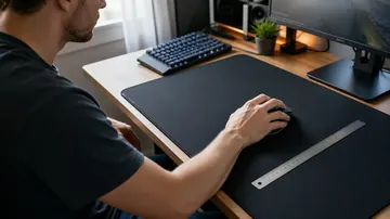 Gamer measuring mouse movement on a mousepad to diagnose why the same DPI feels different
