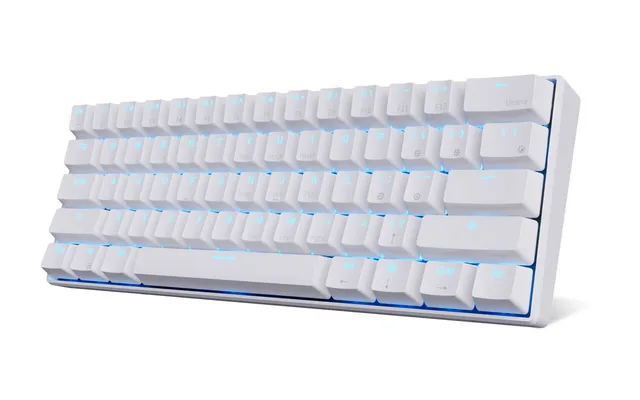 Royal Kludge RK61 white 60 percent wireless mechanical keyboard with blue backlight